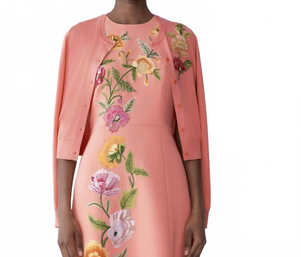 NEW CHIARA BONI floral embroidered cardigan in coral